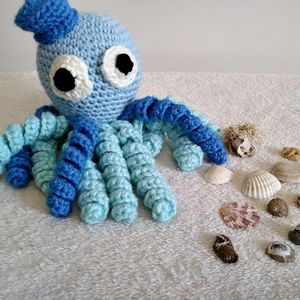 Amigurumi Crochet Octopus Baby Soft Toy. Stuffed